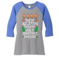 Trump Due To Inflation Ugly Christmas Sweaters Women's Tri-Blend 3/4-Sleeve Raglan Shirt