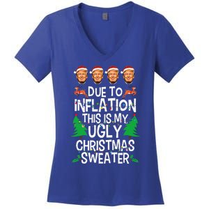 Trump Due To Inflation Ugly Christmas Sweaters Women's V-Neck T-Shirt