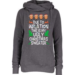 Trump Due To Inflation Ugly Christmas Sweaters Womens Funnel Neck Pullover Hood