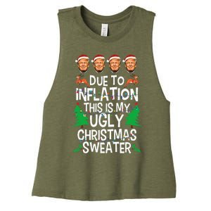 Trump Due To Inflation Ugly Christmas Sweaters Women's Racerback Cropped Tank