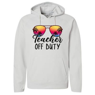 Tie Dye Teacher Off Duty Last Day Of School Teacher Summer Performance Fleece Hoodie