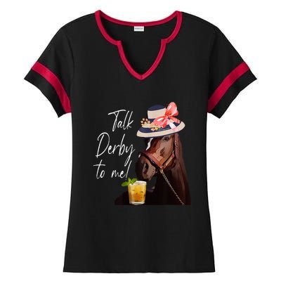 Talk Derby To Me Horse Ladies Halftime Notch Neck Tee