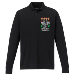 Trump Due To Inflation Ugly Christmas Performance Long Sleeve Polo