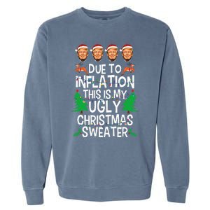 Trump Due To Inflation Ugly Christmas Garment-Dyed Sweatshirt