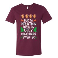 Trump Due To Inflation Ugly Christmas V-Neck T-Shirt