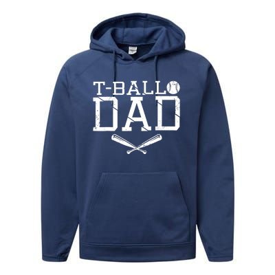 T-Ball Dad TeeBall Dad Tee Fathers Day Baseball Dad Performance Fleece Hoodie