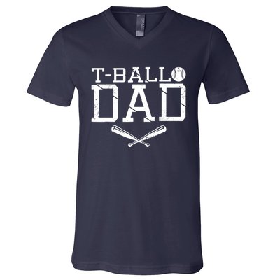 T-Ball Dad TeeBall Dad Tee Fathers Day Baseball Dad V-Neck T-Shirt