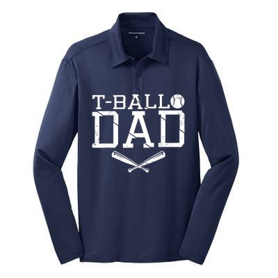 T-Ball Dad TeeBall Dad Tee Fathers Day Baseball Dad Silk Touch Performance Long Sleeve Polo