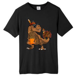 Thanksgiving Dabbing Turkey T Rex Dinosaur CostumeShirts Boys Tall Fusion ChromaSoft Performance T-Shirt