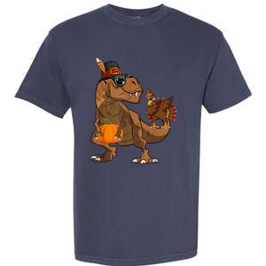 Thanksgiving Dabbing Turkey T Rex Dinosaur CostumeShirts Boys Garment-Dyed Heavyweight T-Shirt