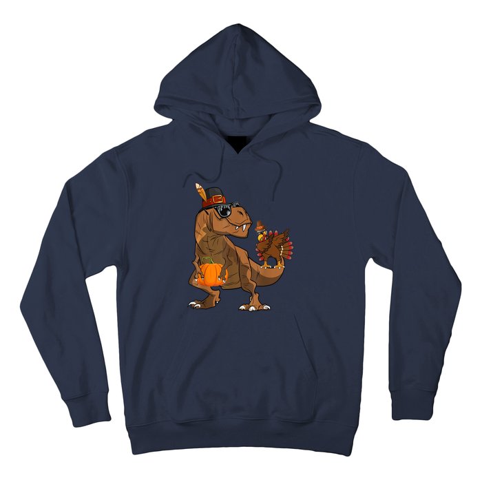 Thanksgiving Dabbing Turkey T Rex Dinosaur CostumeShirts Boys Hoodie