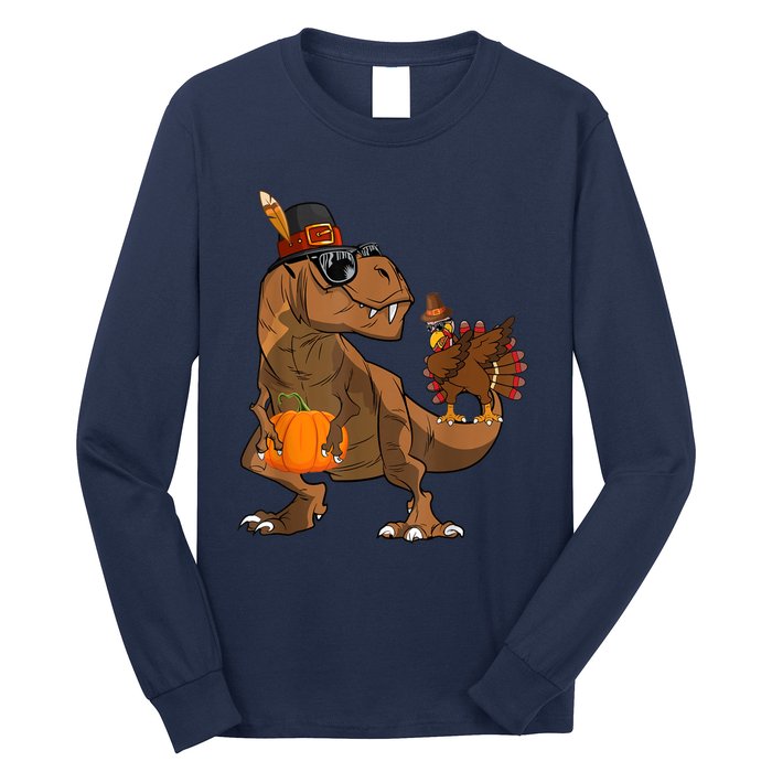 Thanksgiving Dabbing Turkey T Rex Dinosaur CostumeShirts Boys Long Sleeve Shirt