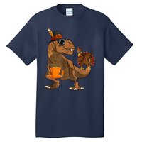 Thanksgiving Dabbing Turkey T Rex Dinosaur CostumeShirts Boys Tall T-Shirt