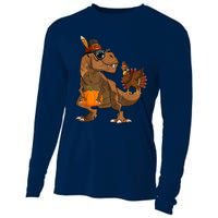 Thanksgiving Dabbing Turkey T Rex Dinosaur CostumeShirts Boys Cooling Performance Long Sleeve Crew