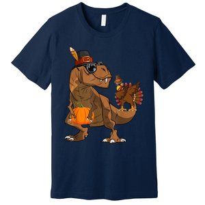 Thanksgiving Dabbing Turkey T Rex Dinosaur CostumeShirts Boys Premium T-Shirt