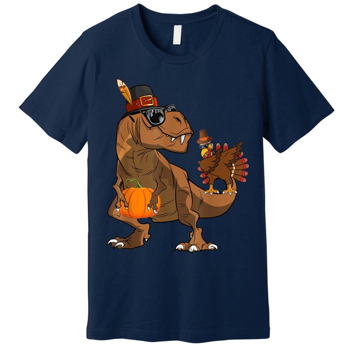 Thanksgiving Dabbing Turkey T Rex Dinosaur CostumeShirts Boys Premium T-Shirt