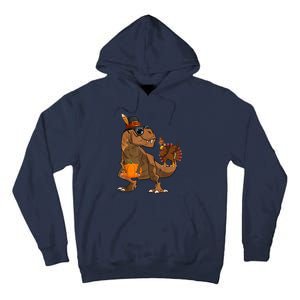 Thanksgiving Dabbing Turkey T Rex Dinosaur CostumeShirts Boys Tall Hoodie