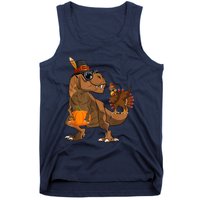 Thanksgiving Dabbing Turkey T Rex Dinosaur CostumeShirts Boys Tank Top