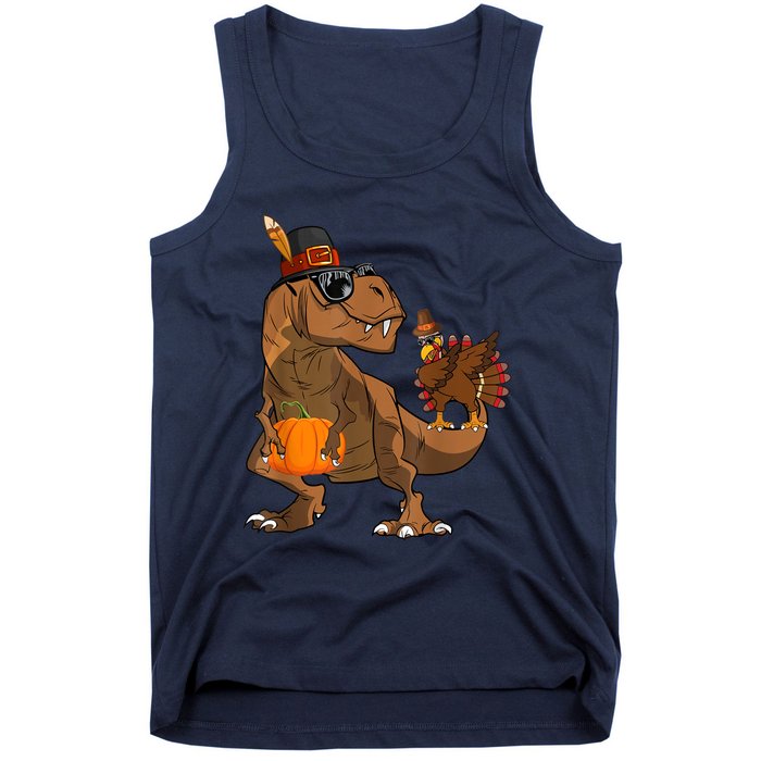 Thanksgiving Dabbing Turkey T Rex Dinosaur CostumeShirts Boys Tank Top