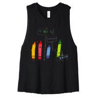 The Day The Crayons Quit Birthday Decorations Funny Women's Racerback Cropped Tank