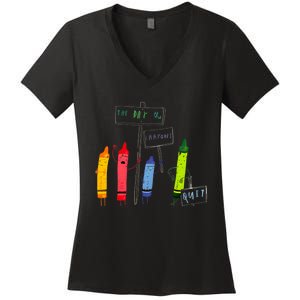 The Day The Crayons Quit Birthday Decorations Funny Women's V-Neck T-Shirt