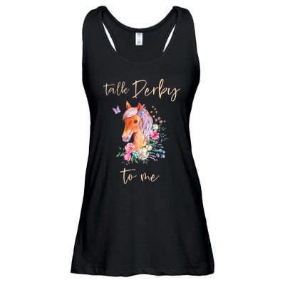 Talk Derby To Me Horse Racing Fan Ladies Essential Flowy Tank