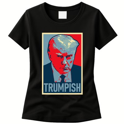 TRUMPISH DONALD TRUMP MUG SHOT Obama Hope Meme Parody Womens T-Shirt