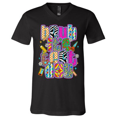 Test Day Teacher Motivation Rock The Test Bruh Its Test Day V-Neck T-Shirt