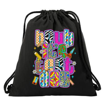 Test Day Teacher Motivation Rock The Test Bruh Its Test Day Drawstring Bag