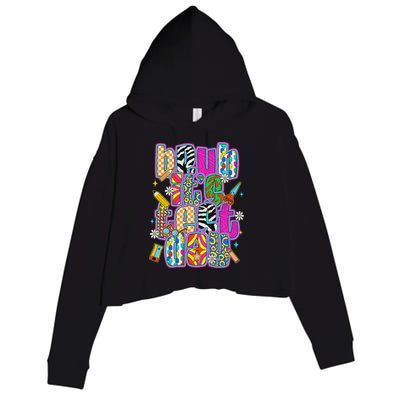 Test Day Teacher Motivation Rock The Test Bruh Its Test Day Crop Fleece Hoodie