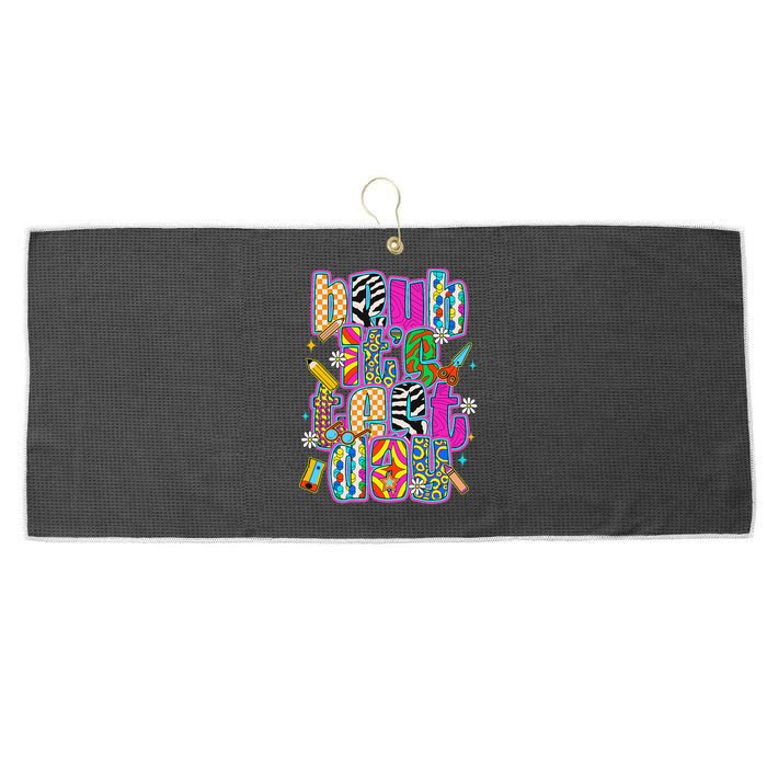 Test Day Teacher Motivation Rock The Test Bruh Its Test Day Large Microfiber Waffle Golf Towel
