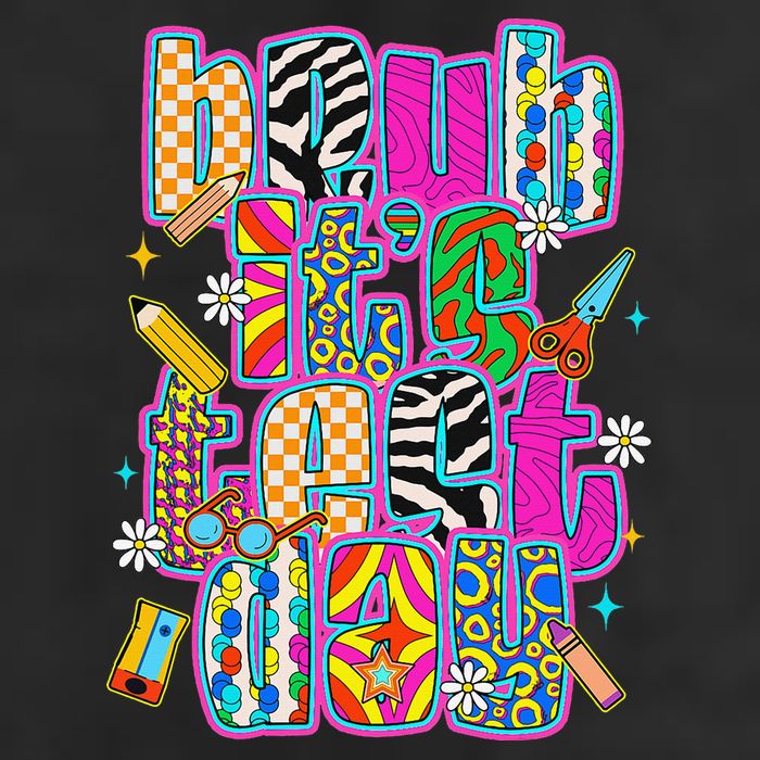 Test Day Teacher Motivation Rock The Test Bruh Its Test Day Large Microfiber Waffle Golf Towel