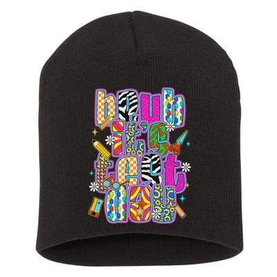Test Day Teacher Motivation Rock The Test Bruh Its Test Day Short Acrylic Beanie