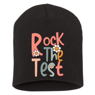 Test Day Teacher Rock The Test Gifts For Women Short Acrylic Beanie