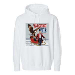 Trump Dashing Through The Polls Eagle Usa American Patriotic Garment-Dyed Fleece Hoodie