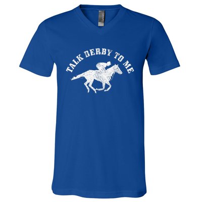 Talk Derby To Me Horse Racing V-Neck T-Shirt