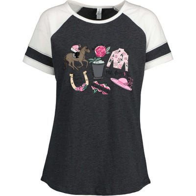 Talk Derby To Me Kentucky Horse Racing Enza Ladies Jersey Colorblock Tee