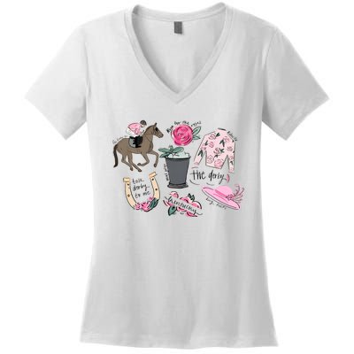 Talk Derby To Me Kentucky Horse Racing Women's V-Neck T-Shirt