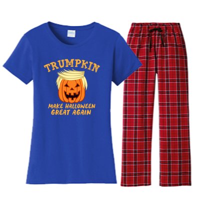 Trumpkin Donald Trump Halloween Make Halloween Great Again Gift Women's Flannel Pajama Set