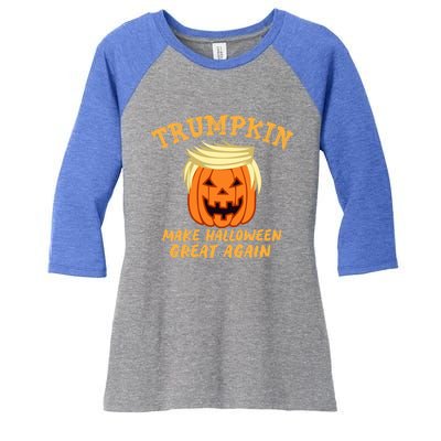 Trumpkin Donald Trump Halloween Make Halloween Great Again Gift Women's Tri-Blend 3/4-Sleeve Raglan Shirt