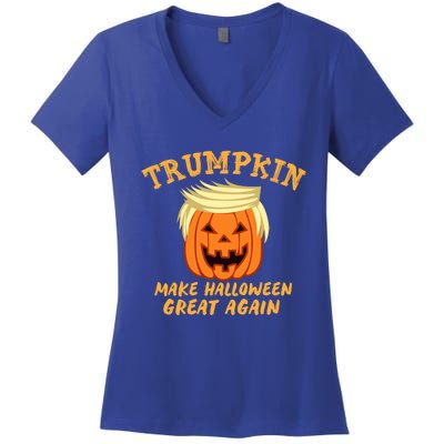 Trumpkin Donald Trump Halloween Make Halloween Great Again Gift Women's V-Neck T-Shirt