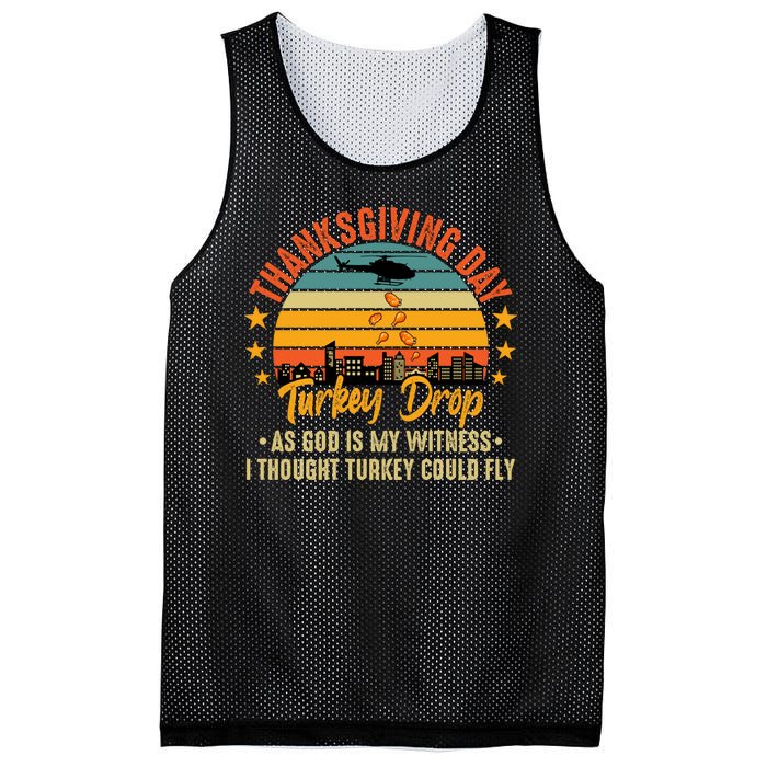 Thanksgiving Day Turkey Drop Vintage Retro Funny Gift Mesh Reversible Basketball Jersey Tank