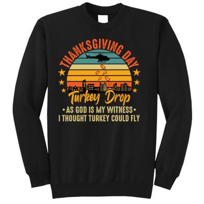 Thanksgiving Day Turkey Drop Vintage Retro Funny Gift Tall Sweatshirt