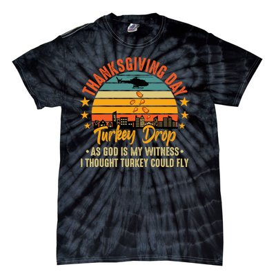 Thanksgiving Day Turkey Drop Vintage Retro Funny Gift Tie-Dye T-Shirt