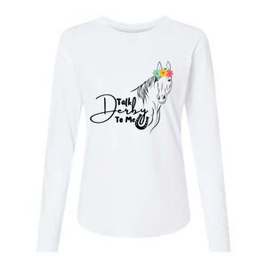 Talk Derby To Me Derby Horse Racing Funny Horse Racing Womens Cotton Relaxed Long Sleeve T-Shirt