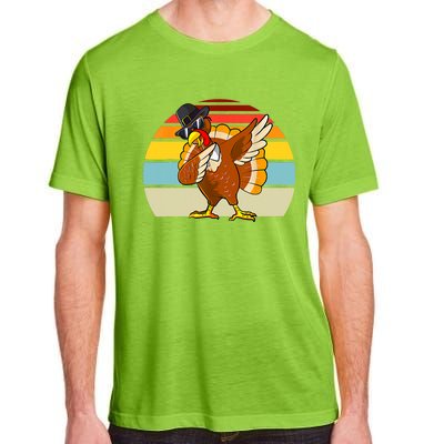 Turkey Day Thanksgiving Dabbing Pilgrim Vintage Retro Adult ChromaSoft Performance T-Shirt