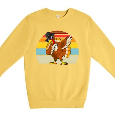 Turkey Day Thanksgiving Dabbing Pilgrim Vintage Retro Premium Crewneck Sweatshirt