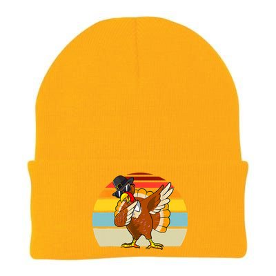 Turkey Day Thanksgiving Dabbing Pilgrim Vintage Retro Knit Cap Winter Beanie