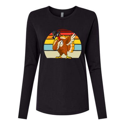 Turkey Day Thanksgiving Dabbing Pilgrim Vintage Retro Womens Cotton Relaxed Long Sleeve T-Shirt