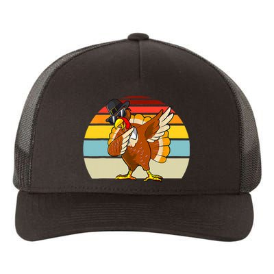 Turkey Day Thanksgiving Dabbing Pilgrim Vintage Retro Yupoong Adult 5-Panel Trucker Hat